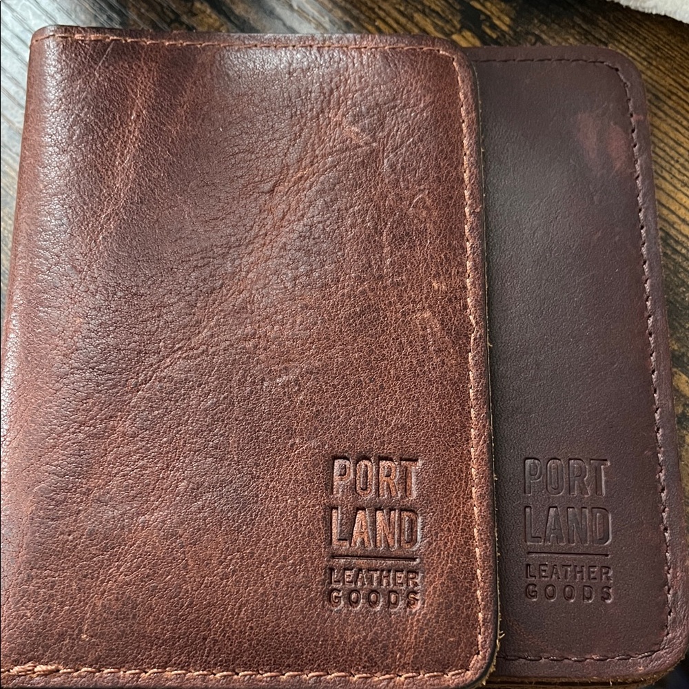 Portland Leather Brown Leather Passport/Card Holder. Set of two
